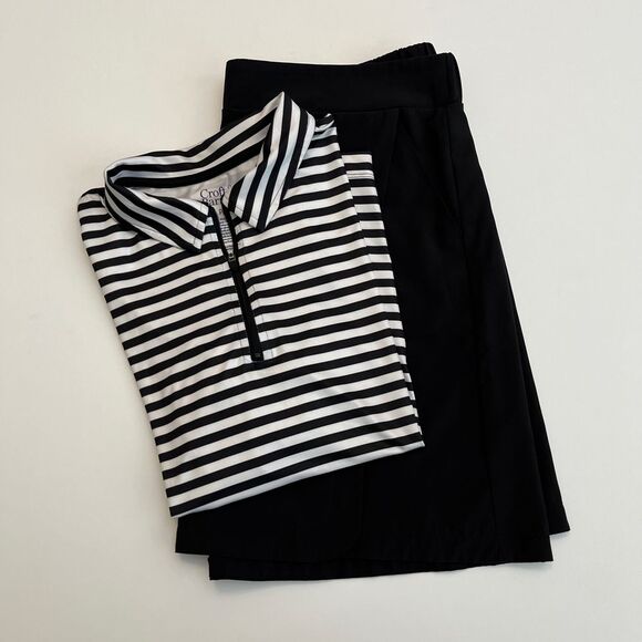 Croft & Barrow 2 Piece Black & White Collared Tank Top & Skort Set, Croft 2‎ - Picture 1 of 15